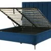Velvet Ottoman Bed Blue SEZANNE Various Sizes
