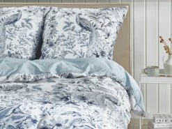 Cotton Duvet Cover Set Floral Pattern White And Blue BALLARD Various Sizes -Cheap Bed Linings Store undef src sa picid 803071 type whitesh image