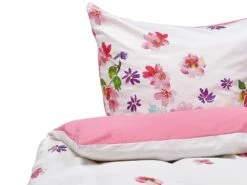 Cotton Duvet Cover Set Floral Pattern White And Pink LARYNHILL Various Sizes
