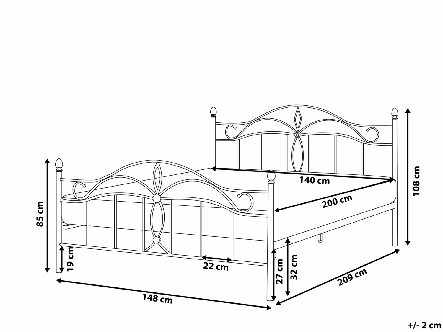 Metal Bed White ANTLIA Various Sizes 10 Metal Bed White ANTLIA Various Sizes - Image 10