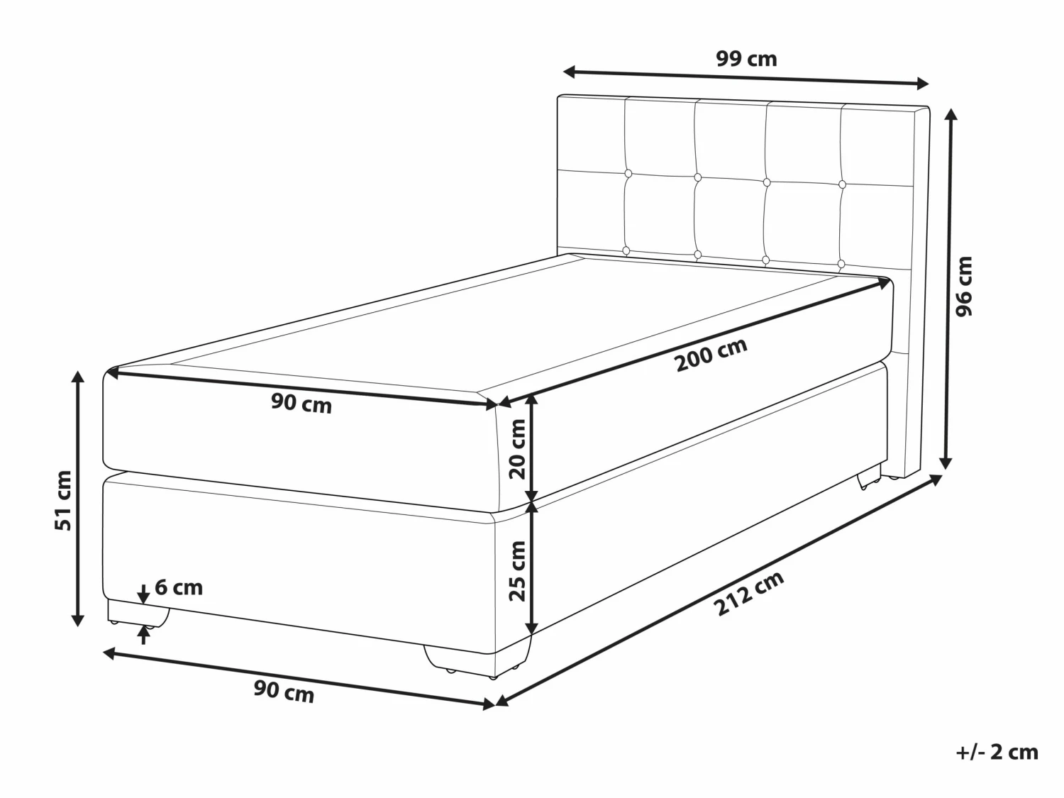 Fabric EU Single Size Divan Bed Light Grey ADMIRAL - Image 9
