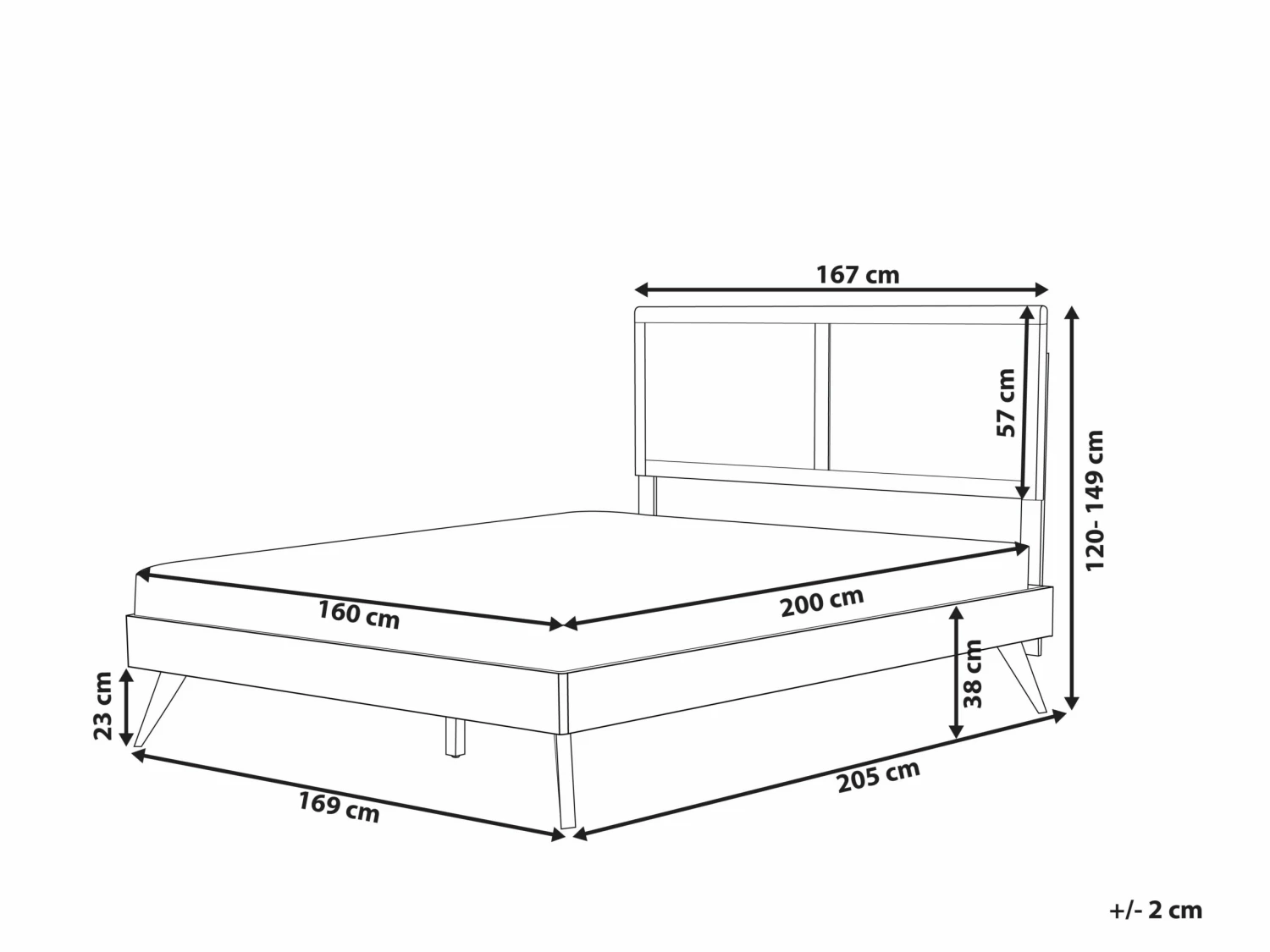 Wooden Bed Dark ISTRES Various Sizes - Image 10