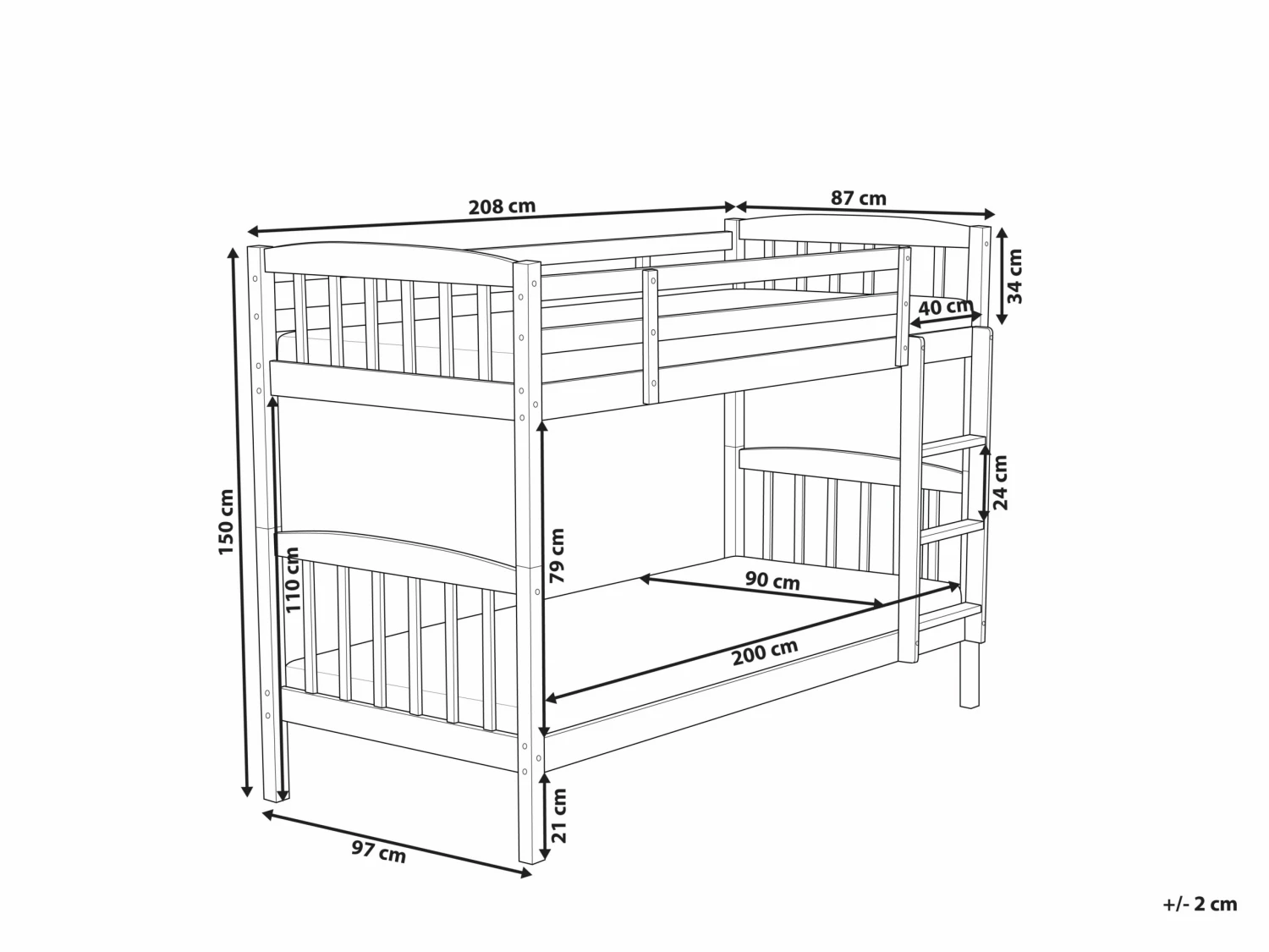 Wooden EU Single Size Bunk Bed Dark Blue REVIN 10 Wooden EU Single Size Bunk Bed Dark Blue REVIN - Image 10