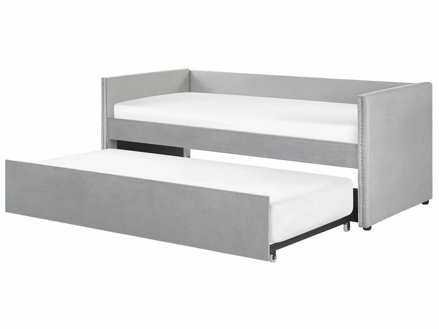 Velvet EU Single Trundle Bed Light Grey TROYES