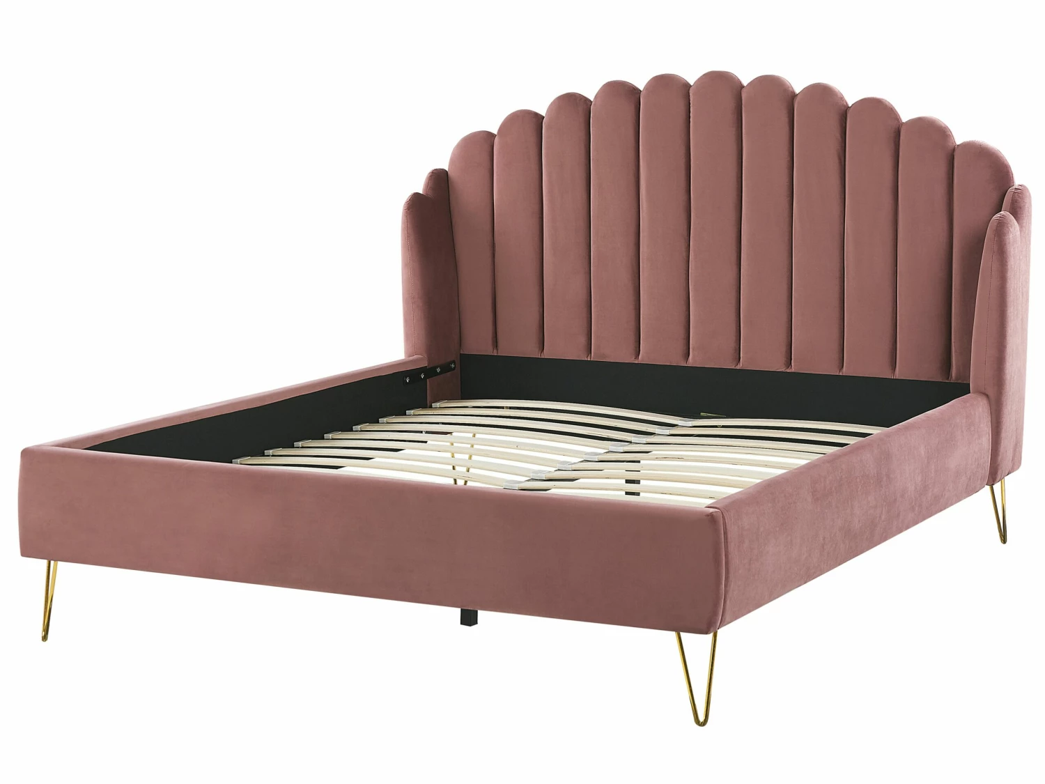 Velvet EU King Size Bed Pink AMBILLOU 4 Velvet EU King Size Bed Pink AMBILLOU - Image 4
