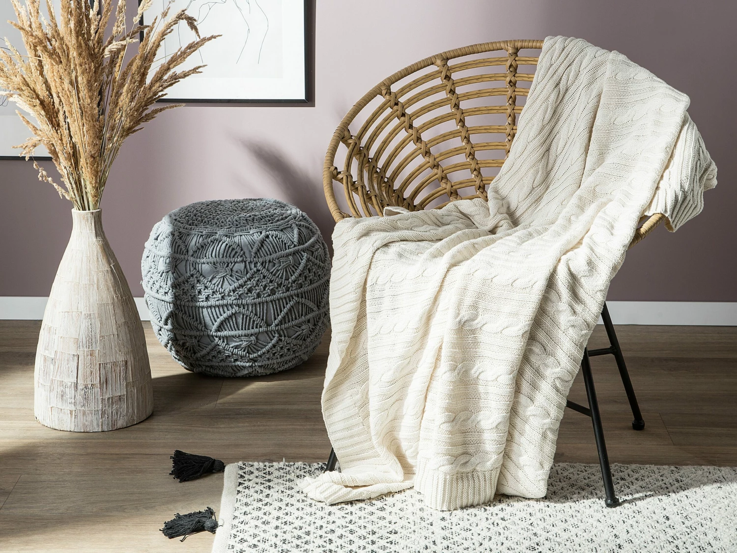 Cotton Blanket 110 X 180 Cm Beige ANAMUR - Image 9