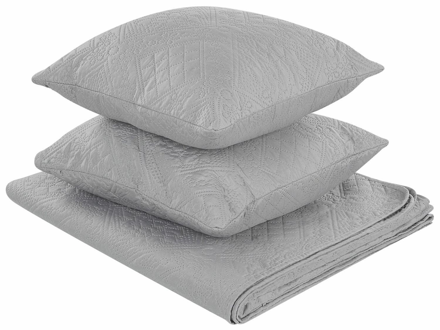 Embossed Bedspread And Cushions Set Grey ALAMUT Various Sizes