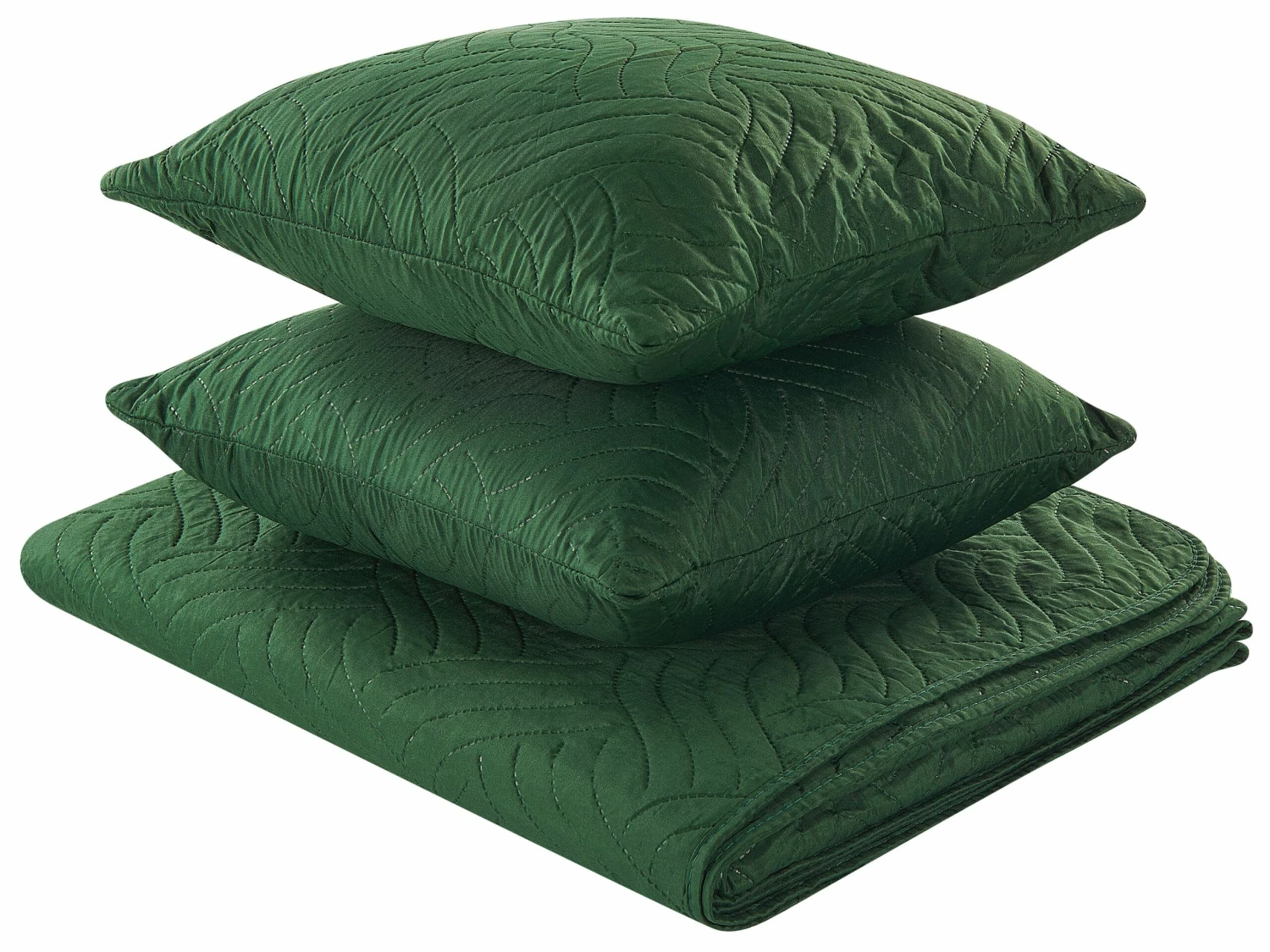 Embossed Bedspread And Cushions Set Green BABAK Various Sizes