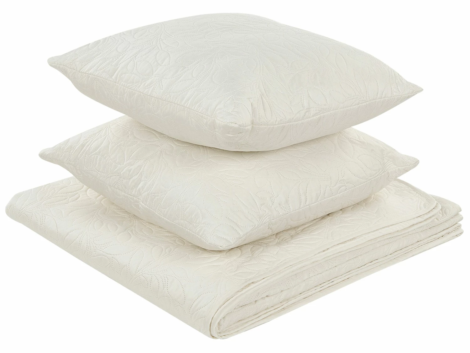 Embossed Bedspread And Cushion Set Cream RUDKHAN Various Sizes