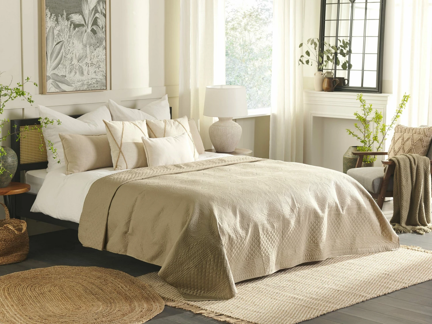 Embossed Bedspread Taupe SHUSH Various Sizes - Image 2
