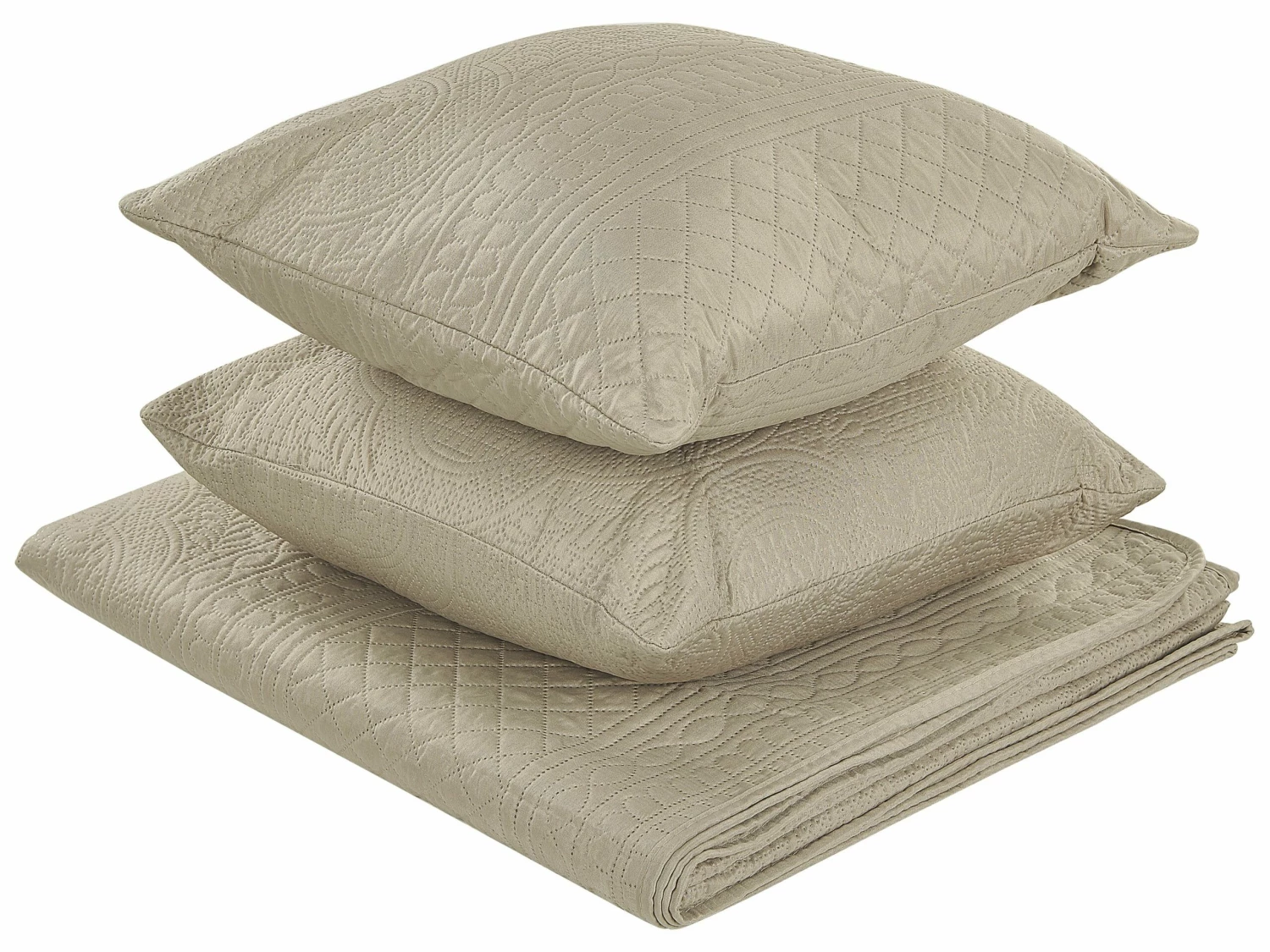 Embossed Bedspread And Cushion Set Taupe SHUSH Various Sizes 1 Embossed Bedspread And Cushion Set Taupe SHUSH Various Sizes