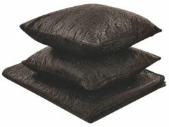 Embossed Bedspread And Cushions Set Brown RAYEN Various Sizes