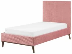 Velvet EU Single Size Bed Pink BAYONNE -Cheap Bed Linings Store undef src sa picid 822683 type whitesh image