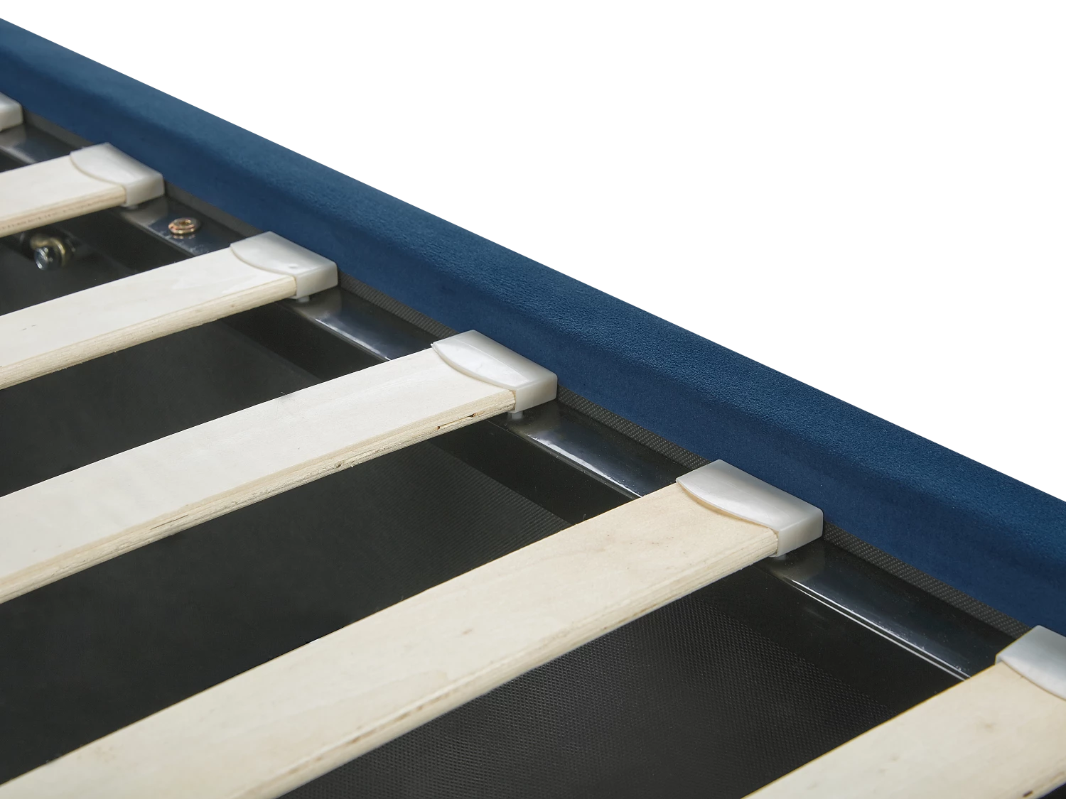 Velvet EU King Size Ottoman Bed With Drawers Blue VERNOYES - Image 9