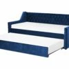 Velvet EU Single Trundle Bed Blue MONTARGIS