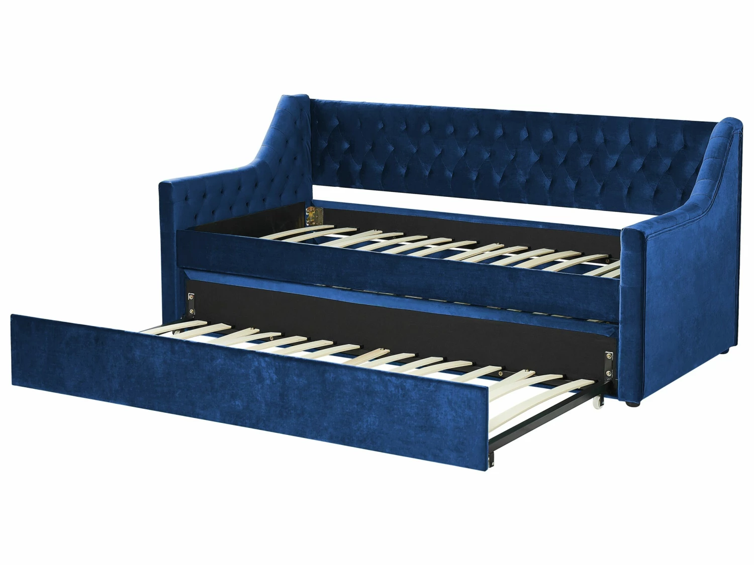 Velvet EU Single Trundle Bed Blue MONTARGIS - Image 4