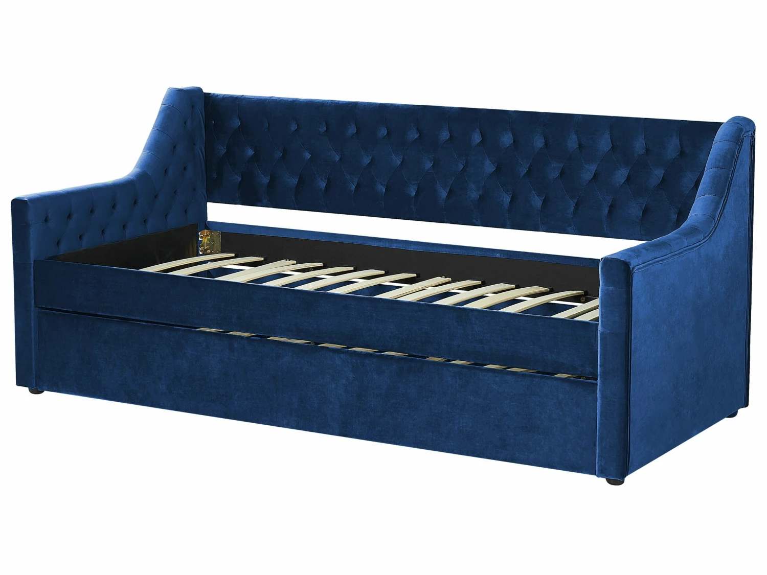 Velvet EU Single Trundle Bed Blue MONTARGIS - Image 6