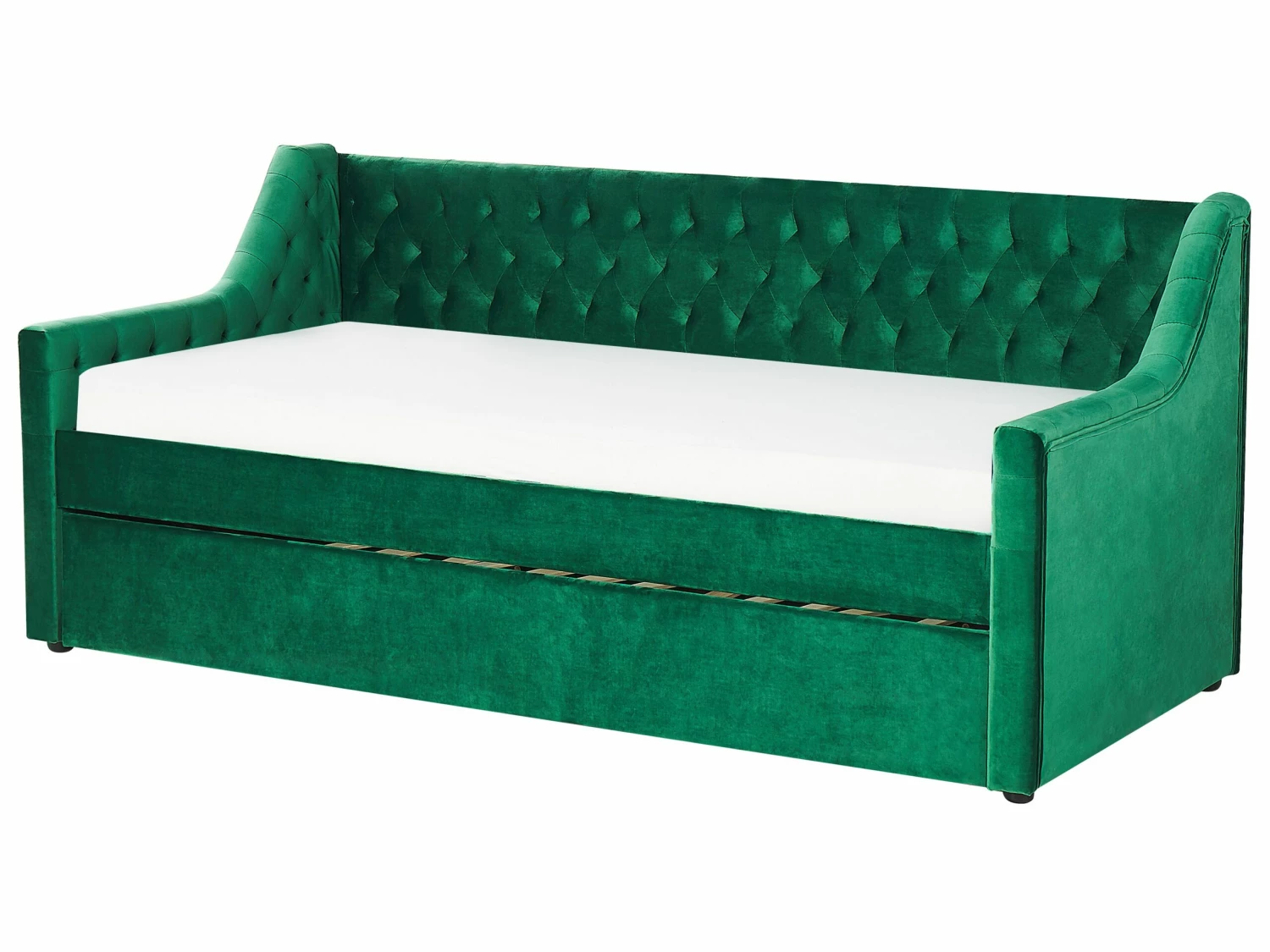 Velvet EU Single Trundle Bed Green MONTARGIS - Image 5