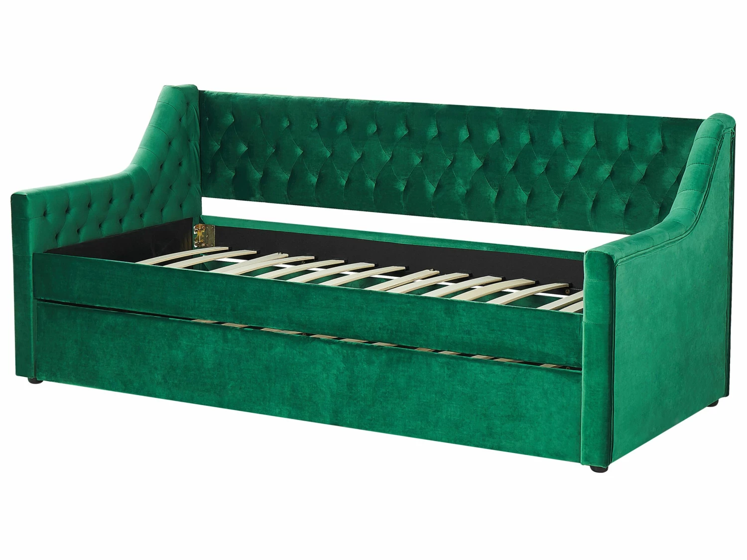 Velvet EU Single Trundle Bed Green MONTARGIS - Image 6