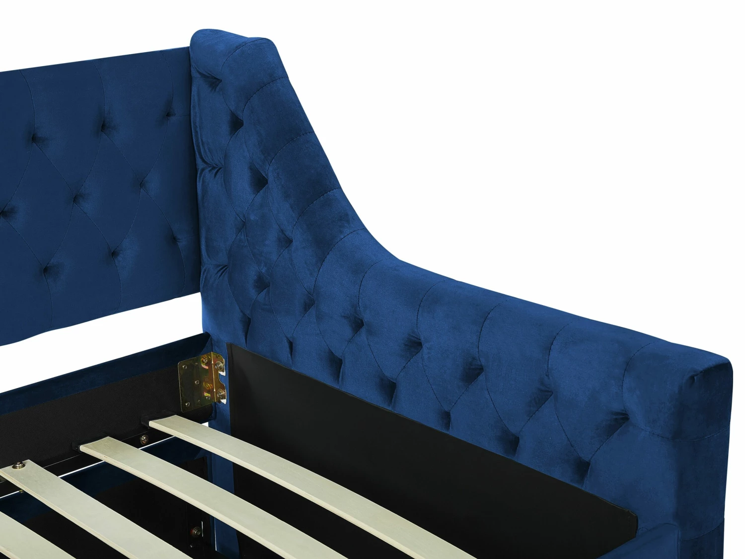 Velvet EU Single Trundle Bed Blue MONTARGIS - Image 9