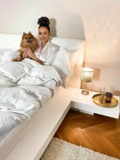 Bed With Bedside Tables White ZEN Various Sizes -Cheap Bed Linings Store undef src sa picid 828271 type whitesh image