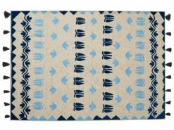 Cotton Blanket 130 X 180 Cm Beige And Blue BHIND -Cheap Bed Linings Store undef src sa picid 829184 type whitesh image