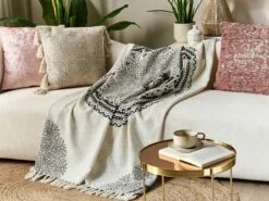 Cotton Blanket 130 X 180 Cm Beige And Black BERHAMPORE -Cheap Bed Linings Store undef src sa picid 829193 type color image