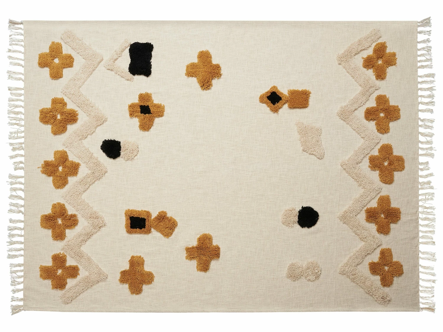 Cotton Blanket 130 X 180 Cm Beige And Yellow ADONI - Image 4