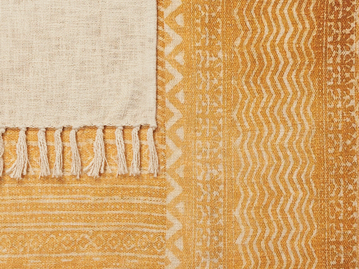 Cotton Blanket 130 X 180 Cm Yellow FIROZABAD 5 Cotton Blanket 130 X 180 Cm Yellow FIROZABAD - Image 5