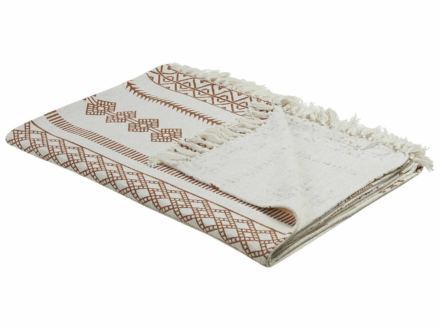 Cotton Blanket 130 X 180 Cm Beige And Brown JORHAT