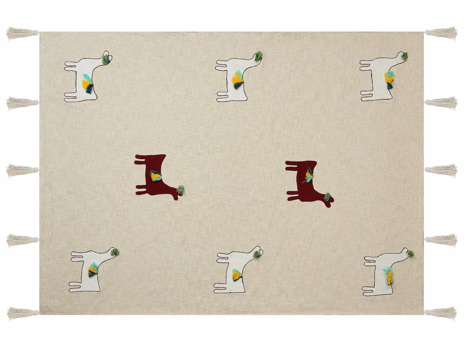 Cotton Blanket Lama Motif 130 X 180 Cm Beige And Brown DEOGHAR - Image 3