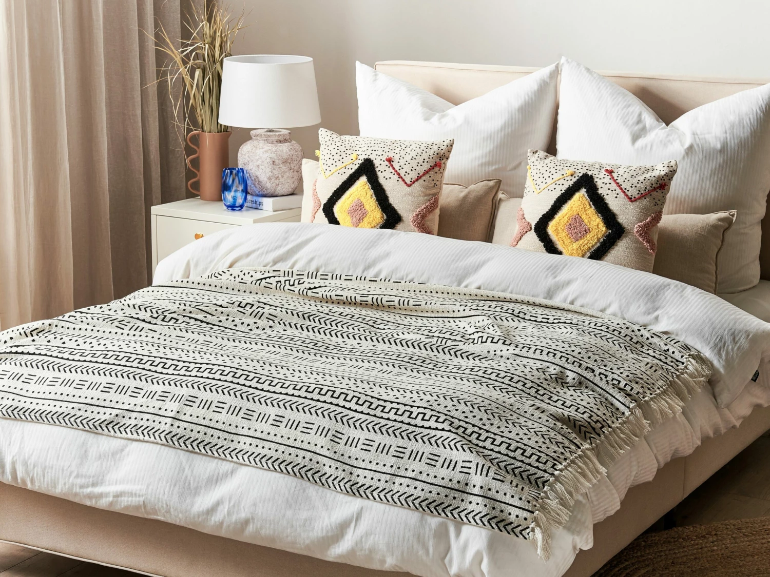 Cotton Blanket 130 X 180 Cm Black And White PANVEL - Image 2