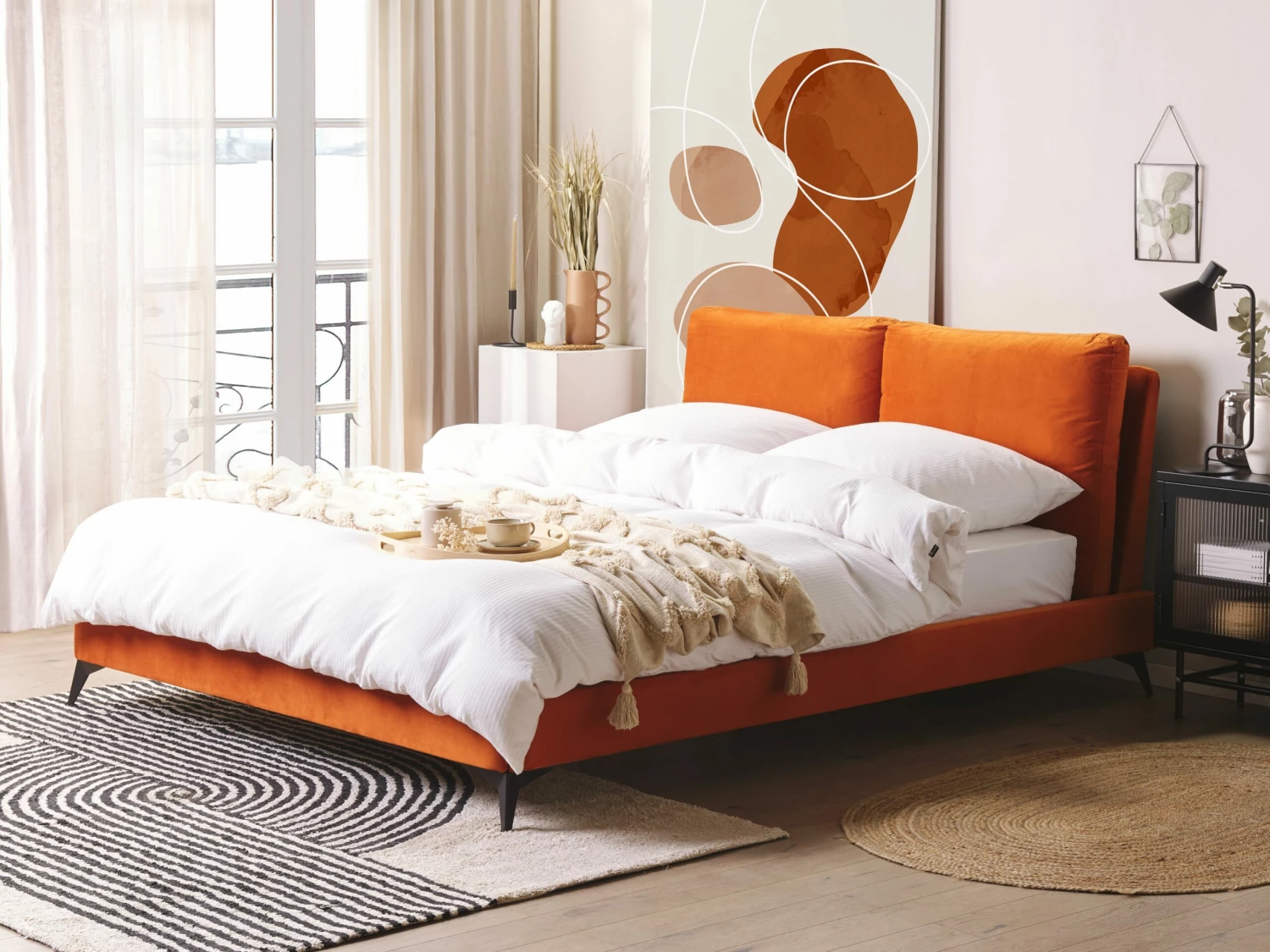 Velvet Bed Orange MELLE Various Sizes - Image 2