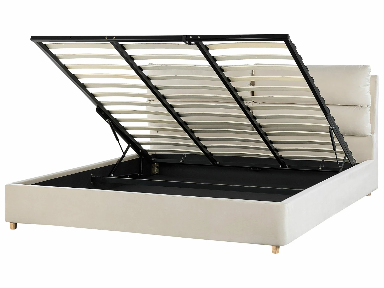 Velvet Ottoman Bed Light Beige BATILLY Various Sizes 1 Velvet Ottoman Bed Light Beige BATILLY Various Sizes