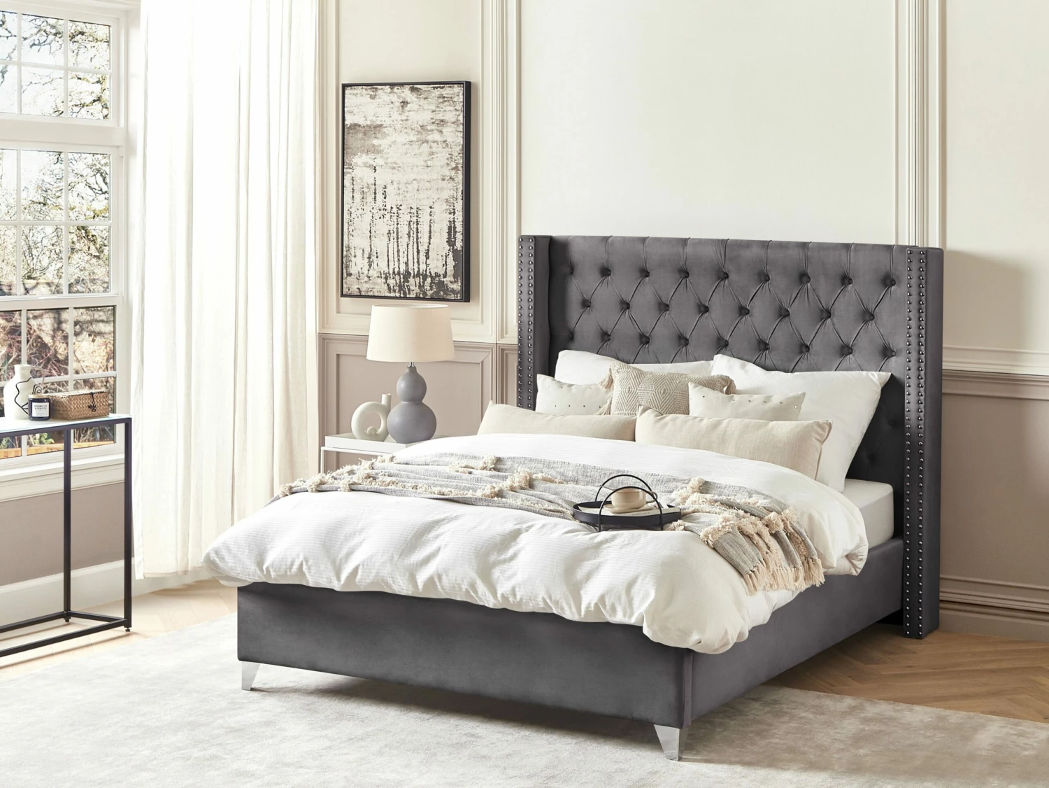 Cotton Blanket 130 X 180 Cm Grey And Beige HOSPET - Image 4