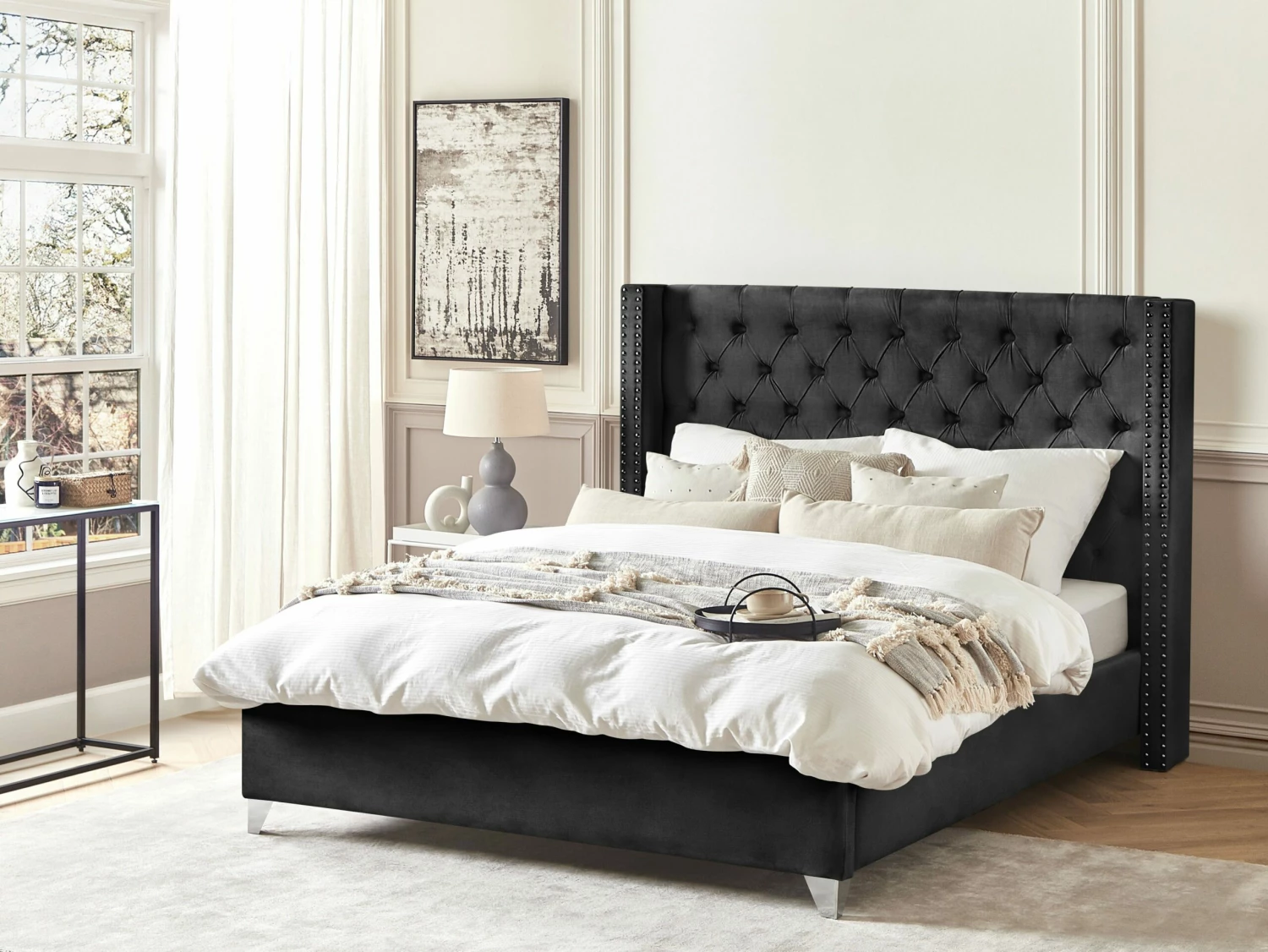 Velvet Bed Black LUBBON Various Sizes - Image 2