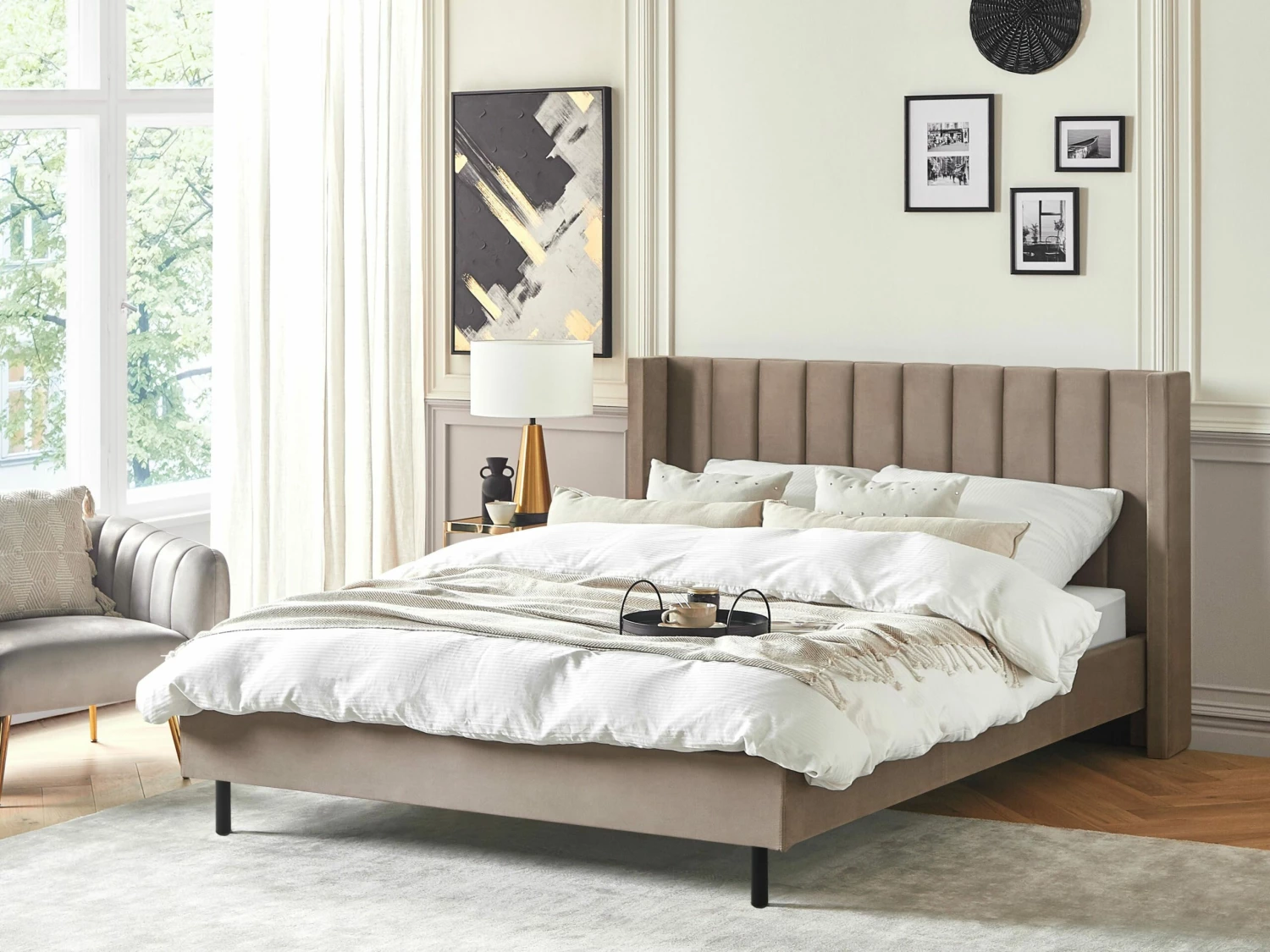 Velvet Bed Taupe VILLETTE Various Sizes - Image 2