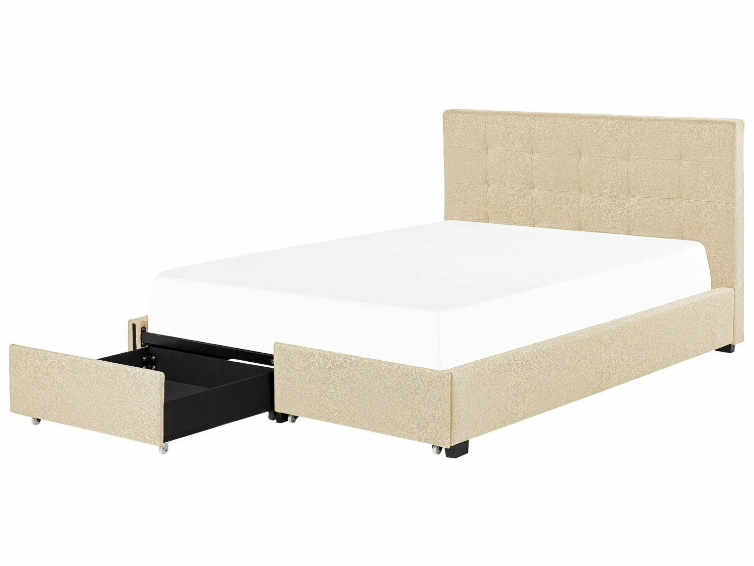 Fabric Bed With Storage Beige LA ROCHELLE Various Sizes 1 Fabric Bed With Storage Beige LA ROCHELLE Various Sizes