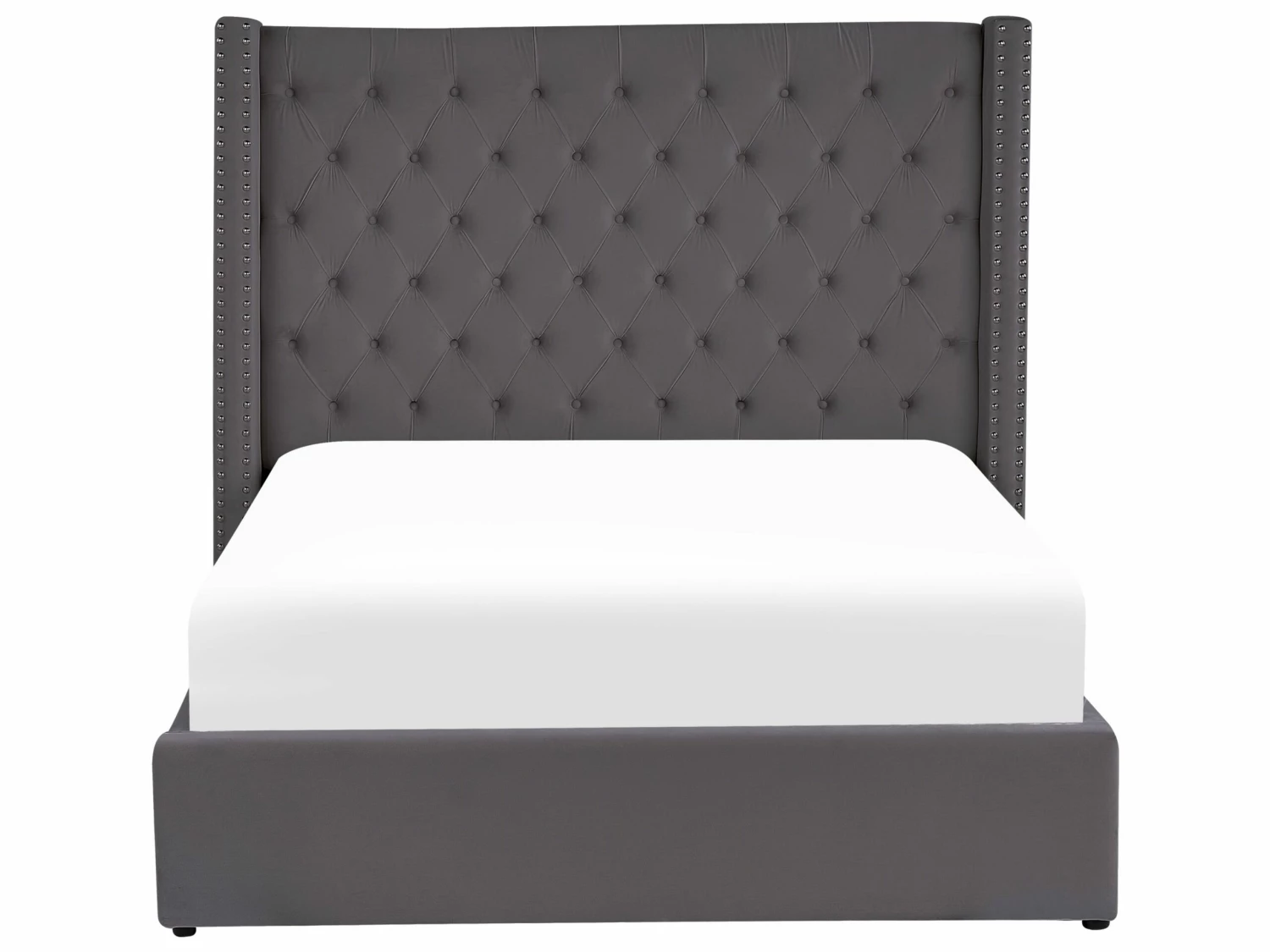 Velvet Ottoman Bed Grey LUBBON Various Sizes - Image 3