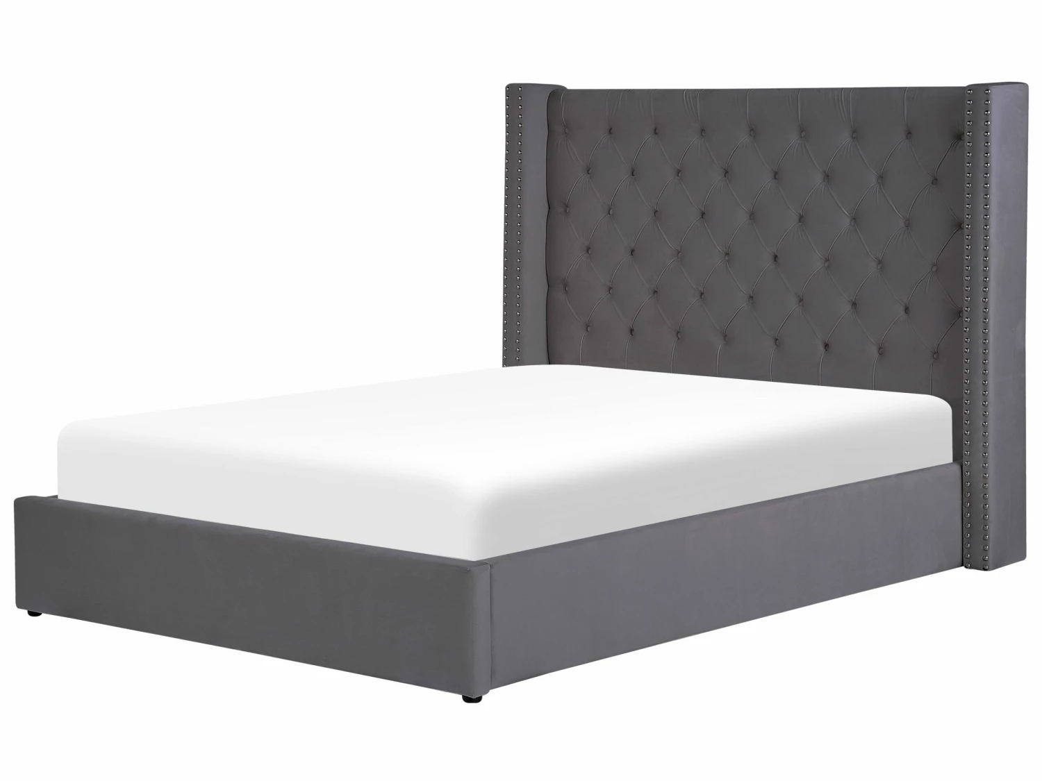 Velvet Ottoman Bed Grey LUBBON Various Sizes - Image 4