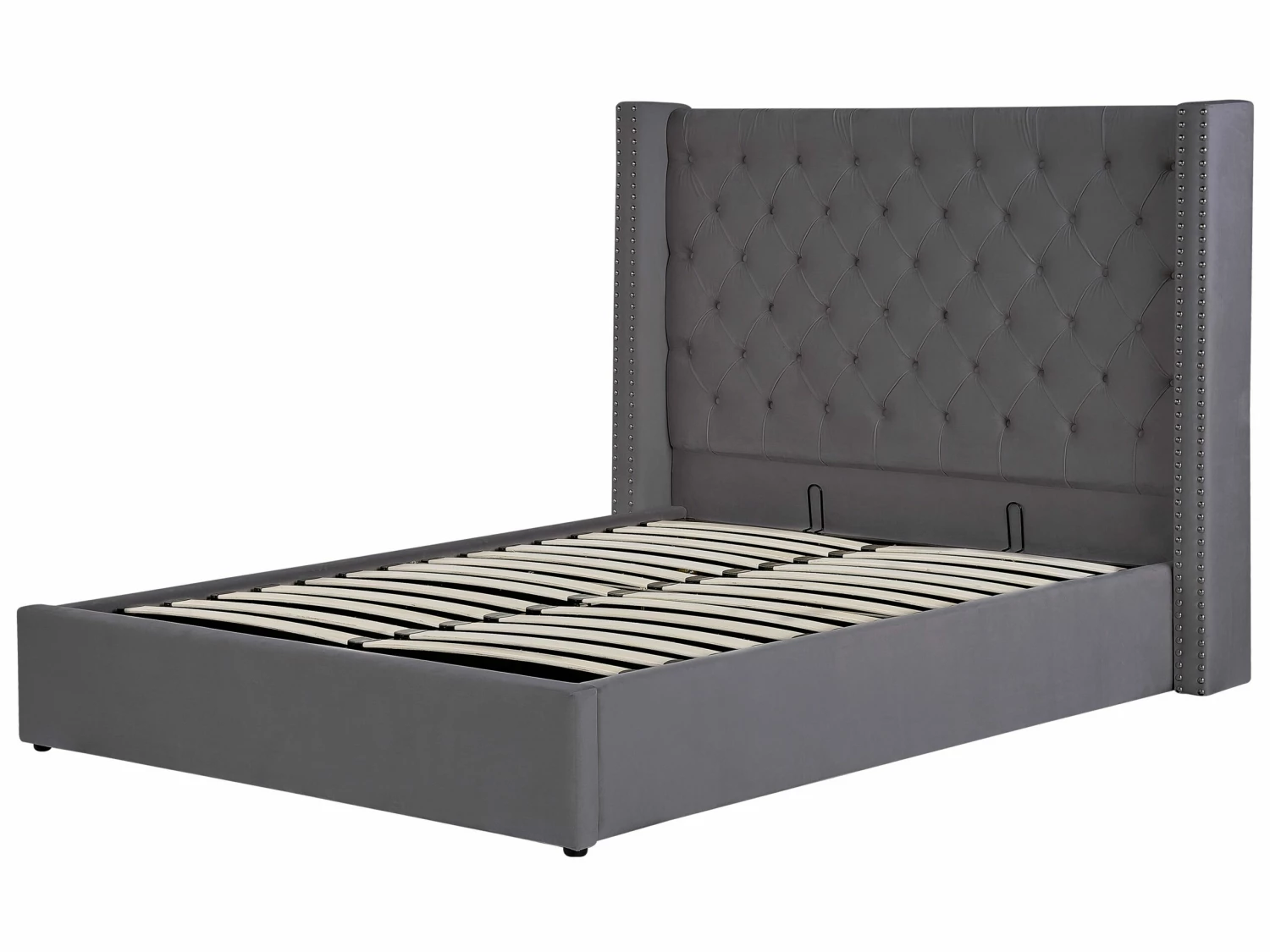 Velvet Ottoman Bed Grey LUBBON Various Sizes - Image 5