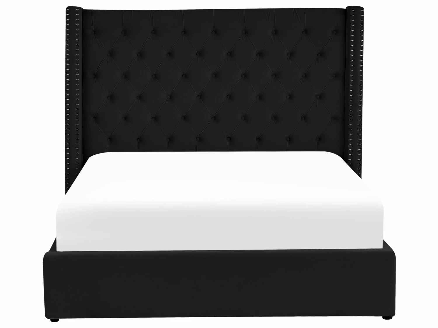 Velvet Ottoman Bed Black LUBBON Various Sizes - Image 3