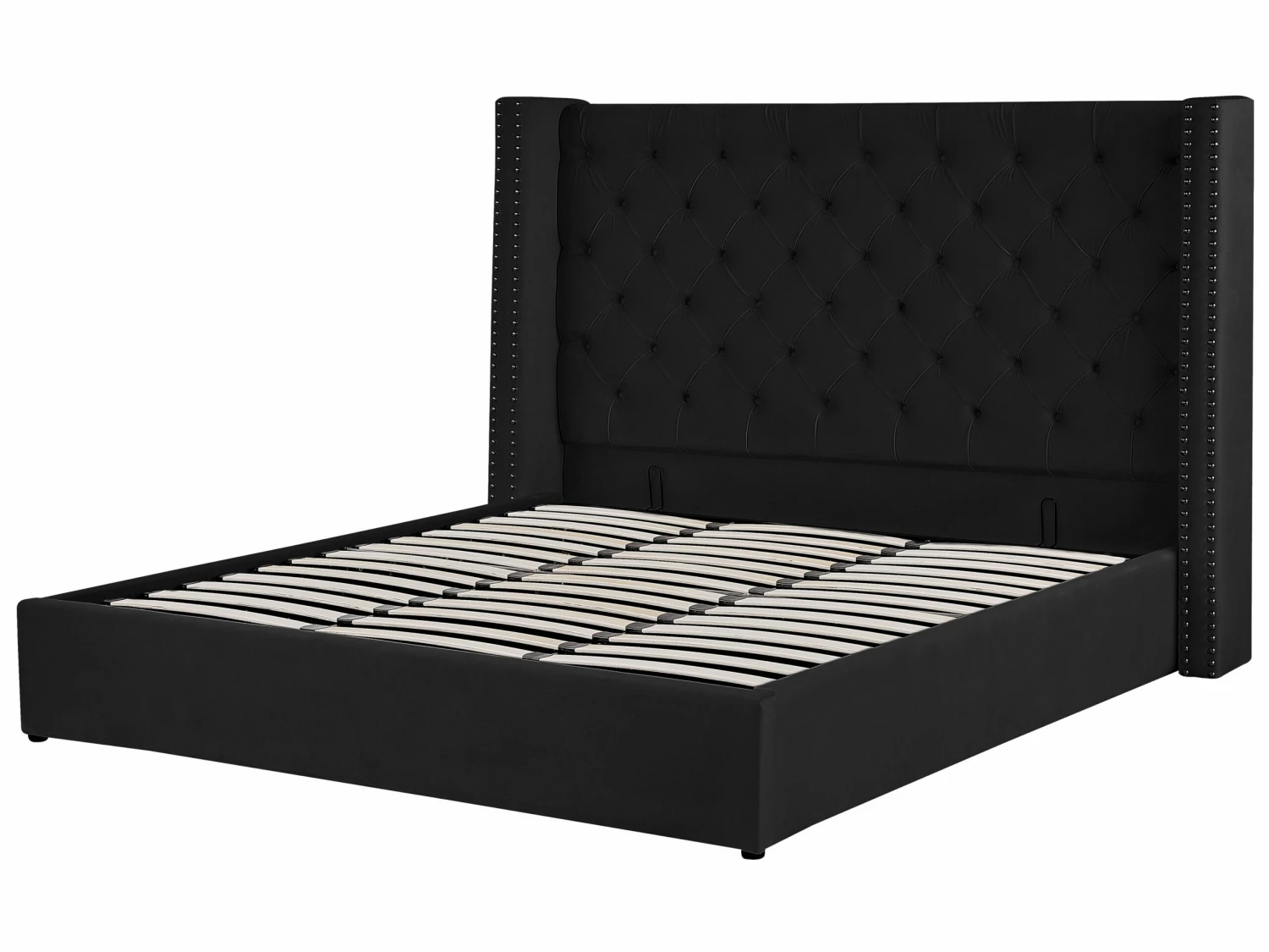 Velvet Ottoman Bed Black LUBBON Various Sizes - Image 5