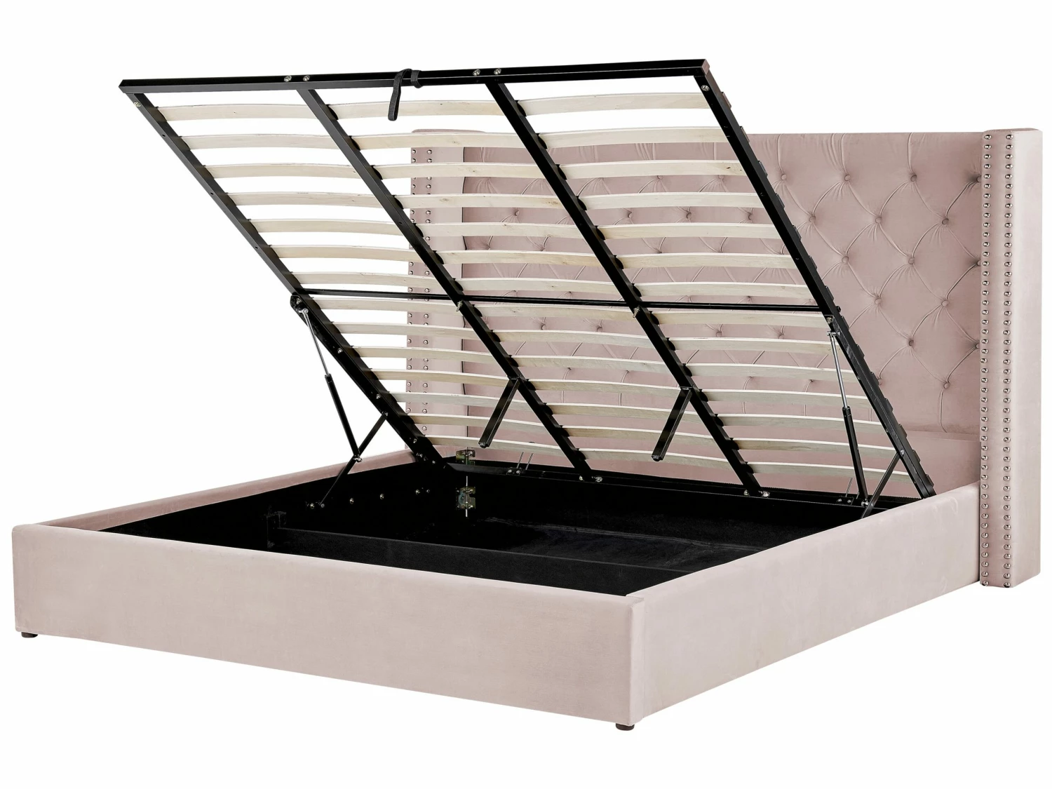 Velvet Ottoman Bed Pink LUBBON Various Sizes