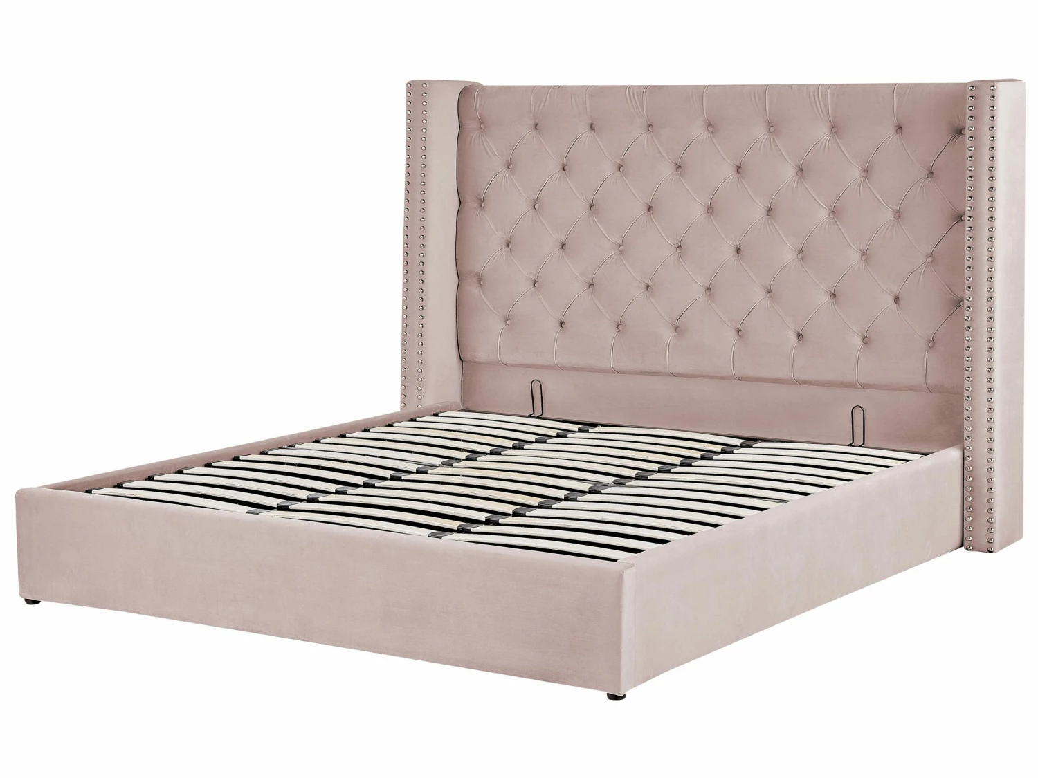 Velvet Ottoman Bed Pink LUBBON Various Sizes - Image 5