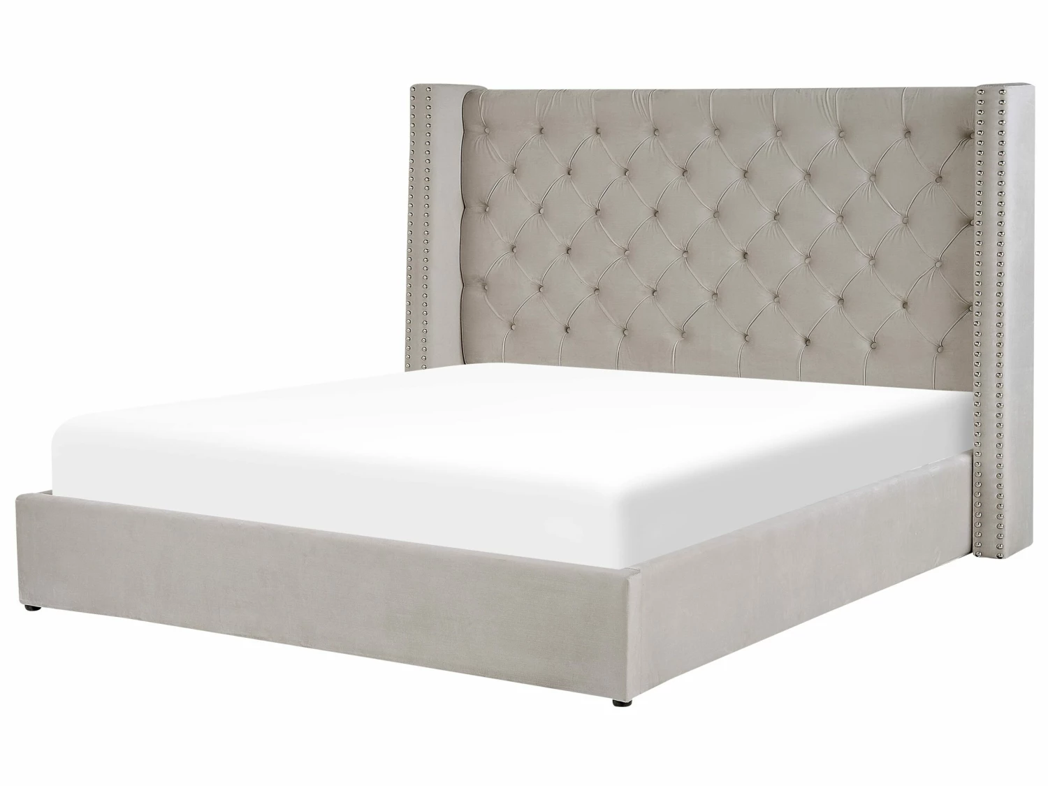 Velvet Ottoman Bed Light Grey LUBBON Various Sizes - Image 4