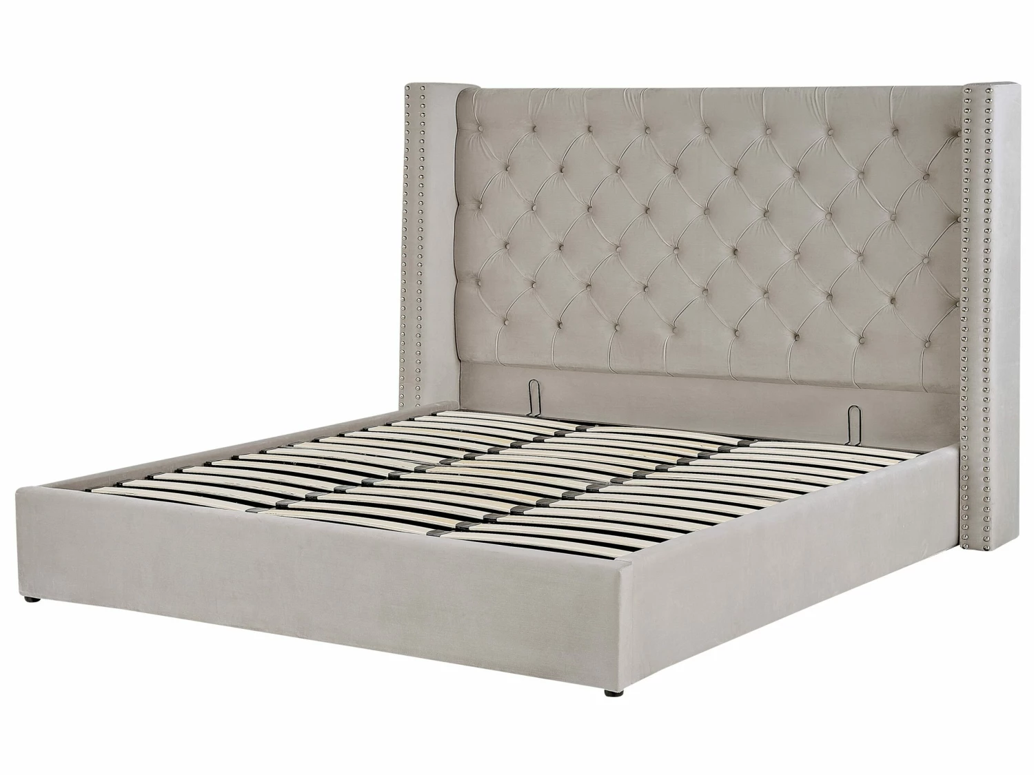 Velvet Ottoman Bed Light Grey LUBBON Various Sizes - Image 5