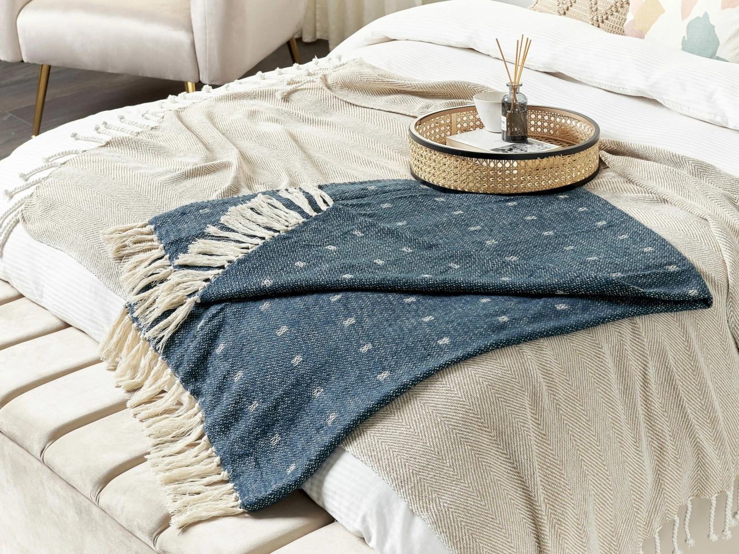 Blanket 130 X 170 Cm Dark Blue TAARI - Image 2