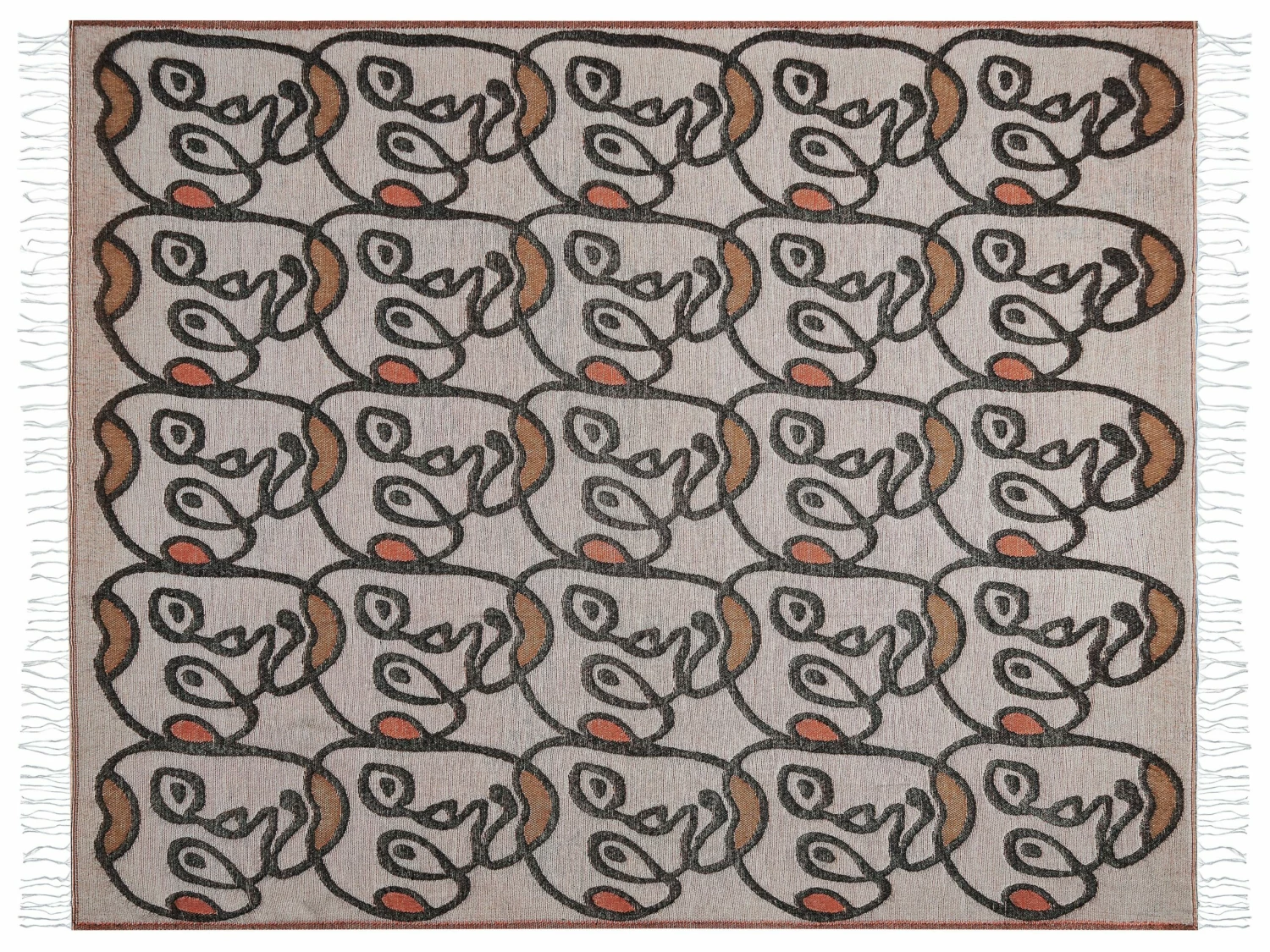 Blanket Face Motif 130 X 170 Cm Multicolour BARBOT 3 Blanket Face Motif 130 X 170 Cm Multicolour BARBOT - Image 3