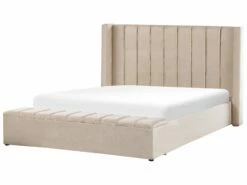 Velvet Bed With Storage Bench Beige NOYERS Various Sizes -Cheap Bed Linings Store undef src sa picid 834530 type whitesh image